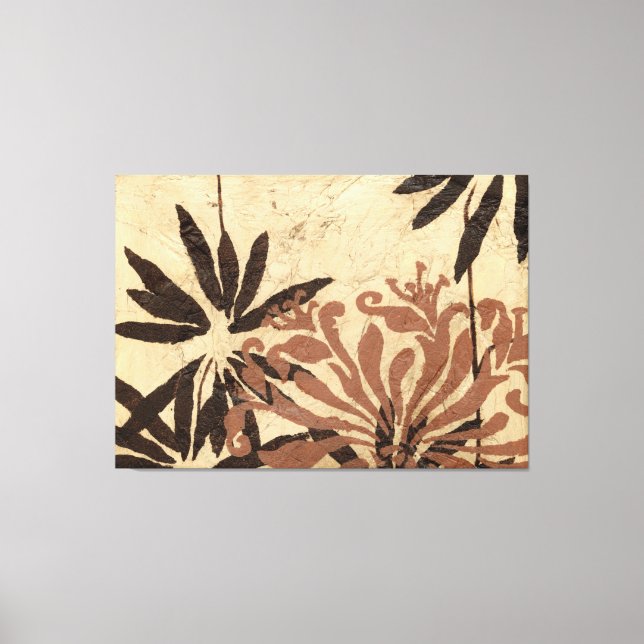 Floral Stencil Design with Tawny Leaves Canvas Print (Front)