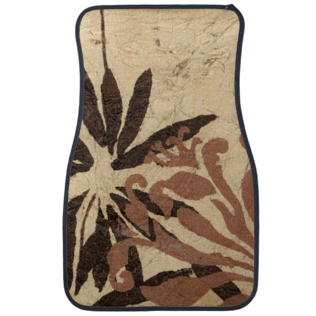 Floral Stencil Design with Tawny Leaves Car Floor Mat (Front)