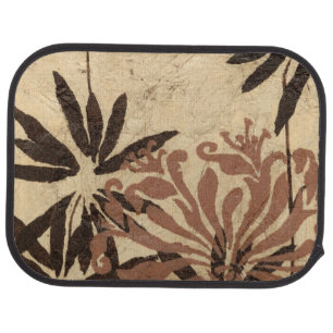 Floral Stencil Design with Tawny Leaves Car Floor Mat