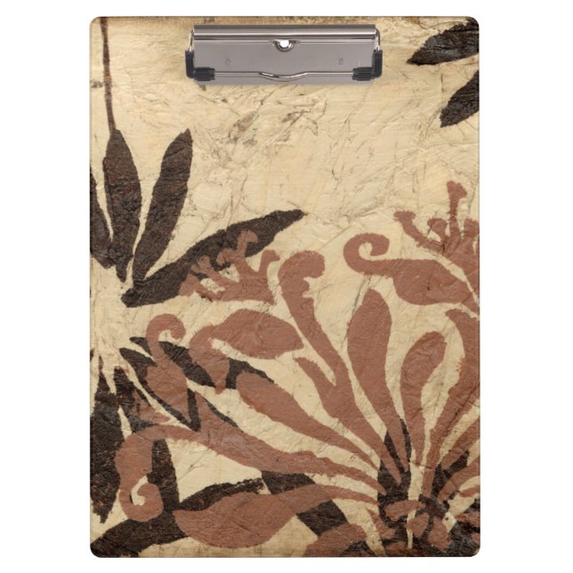 Floral Stencil Design with Tawny Leaves Clipboard (Front)