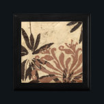 Floral Stencil Design with Tawny Leaves Keepsake Box<br><div class="desc">This stencil design of floral leaves with a tawny coloration has a rustic looking background,  giving it a vintage feel. A Jennifer Goldberger original,  this print would make an amazing gift for someone who enjoys the rustic feel of pieces like this!</div>
