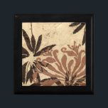 Floral Stencil Design with Tawny Leaves Keepsake Box<br><div class="desc">This stencil design of floral leaves with a tawny coloration has a rustic looking background,  giving it a vintage feel. A Jennifer Goldberger original,  this print would make an amazing gift for someone who enjoys the rustic feel of pieces like this!</div>