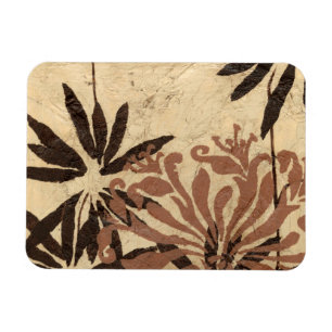 Floral Stencil Design with Tawny Leaves Magnet