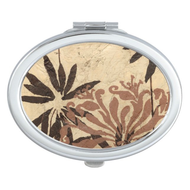 Floral Stencil Design with Tawny Leaves Makeup Mirror (Front)