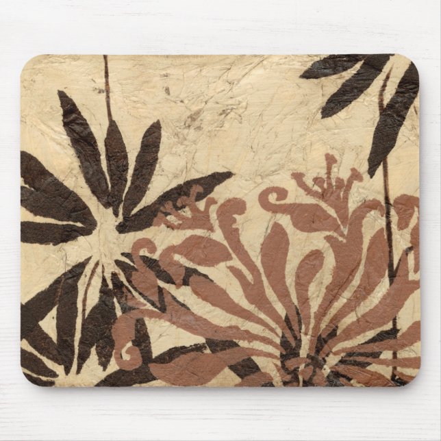 Floral Stencil Design with Tawny Leaves Mouse Pad (Front)
