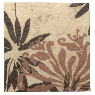 Floral Stencil Design with Tawny Leaves Napkin