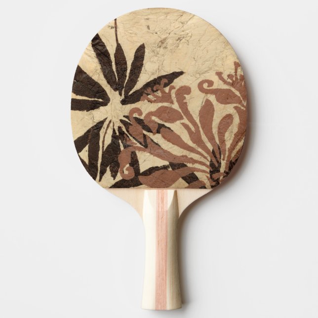 Floral Stencil Design with Tawny Leaves Ping Pong Paddle (Front)