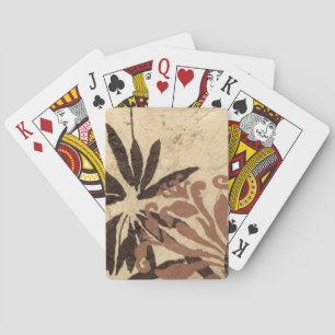 Floral Stencil Design with Tawny Leaves Poker Cards