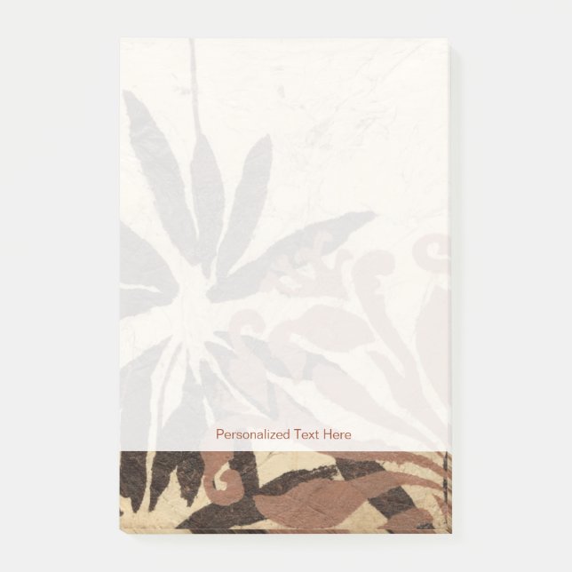 Floral Stencil Design with Tawny Leaves Post-it Notes (Front)