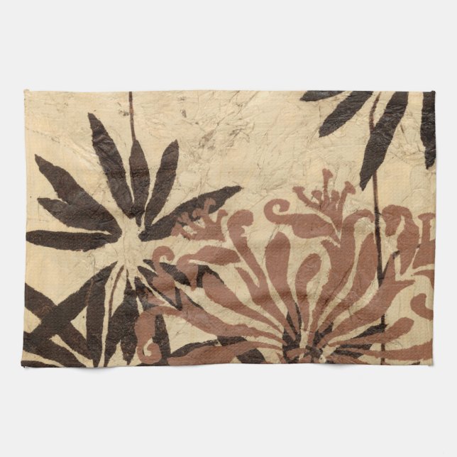 Floral Stencil Design with Tawny Leaves Towel (Horizontal)