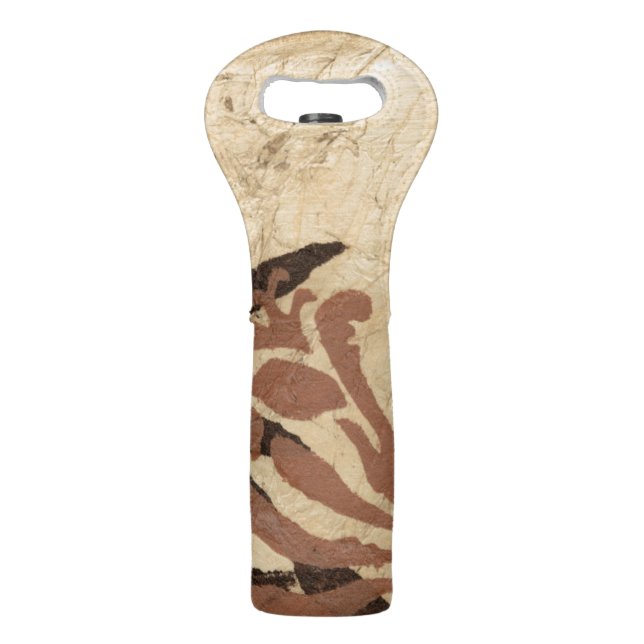 Floral Stencil Design with Tawny Leaves Wine Bag (Back)