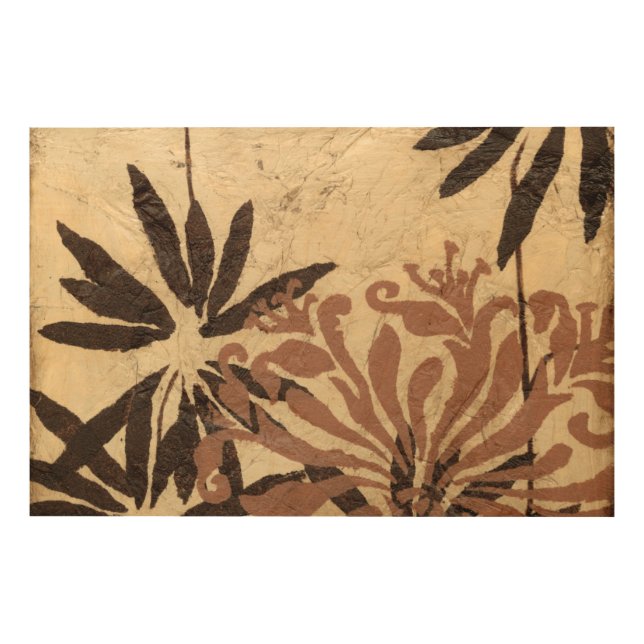 Floral Stencil Design with Tawny Leaves Wood Wall Art (Front)