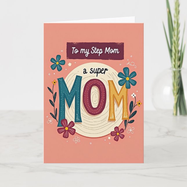 Floral Step Mom Day Card (Front)