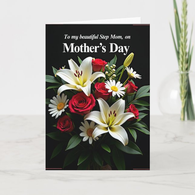 Floral Step Mom Mothers Day Card (Front)