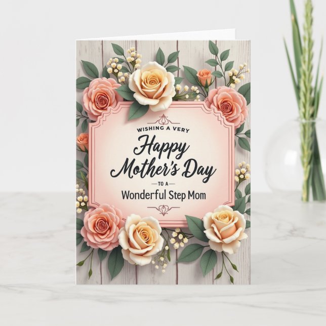 Floral Step Moms Day Card (Front)