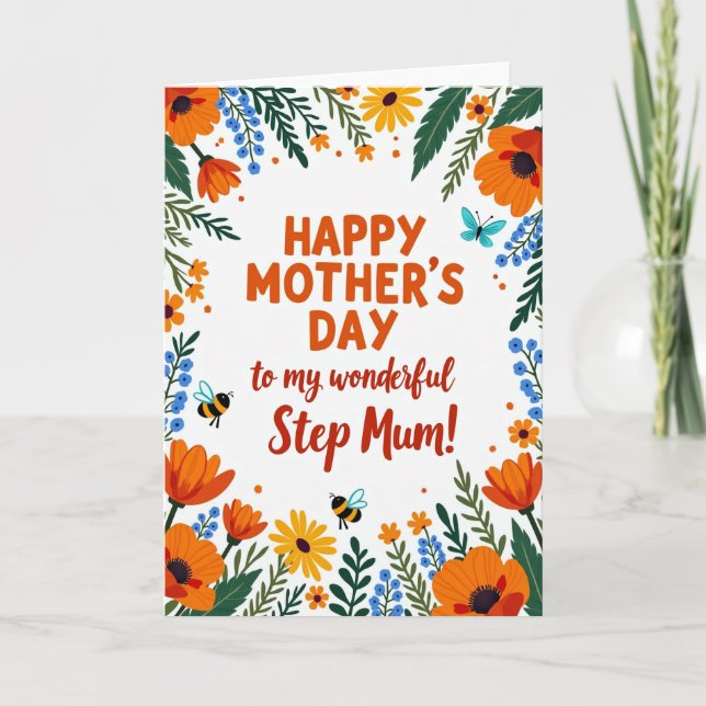 Floral Step Mum Day Card (Front)