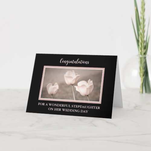 Floral Stepdaughter Wedding Day Congratulations Card