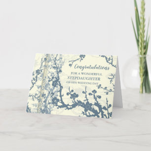 Floral Stepdaughter Wedding Day Congratulations Card