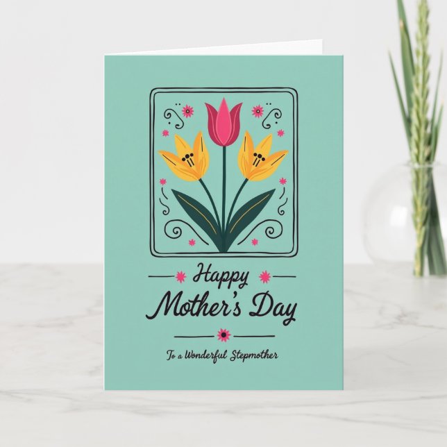 Floral Stepmother Day Card (Front)