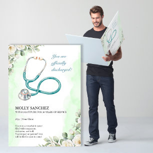 Floral Stethoscope Doctor RN Retirement Big Card