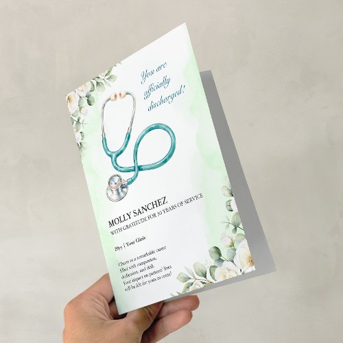 Floral Stethoscope Doctor RN Retirement FoldedCard Card