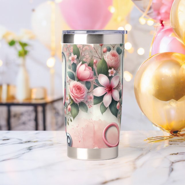 Floral Stethoscope for Nurse Insulated Tumbler (Bachelor Party)