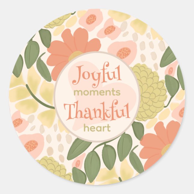 Floral Stickers - Joyful Moments Thankful Heart (Front)