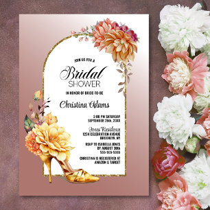 Floral Stiletto Shoe Blush Pink Arch Bridal Shower Invitation
