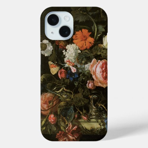 Floral Still Life Flowers in Vase Vintage Baroque iPhone 15 Case