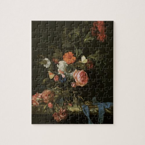 Floral Still Life Flowers in Vase Vintage Baroque Jigsaw Puzzle