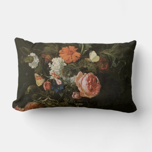 Floral Still Life Flowers in Vase Vintage Baroque Lumbar Pillow