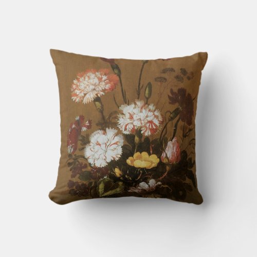 Floral Still Life Flowers in Vase Vintage Baroque Throw Pillow