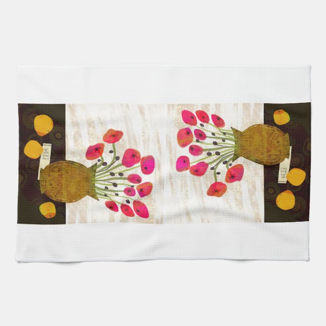 Floral Still Life Kitchen Tea Towel (Horizontal)