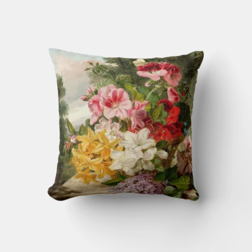 Floral still life painting vintage artwork throw pillow