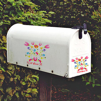 Floral Stitch Mailbox Sticker by ibelieveimages at Zazzle