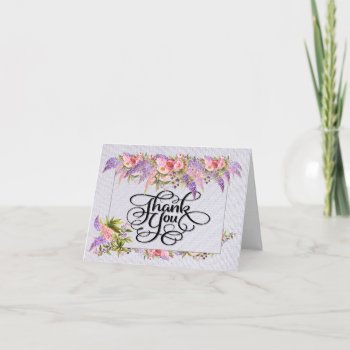 Floral Stitched Image Thank You Card by sharonrhea at Zazzle