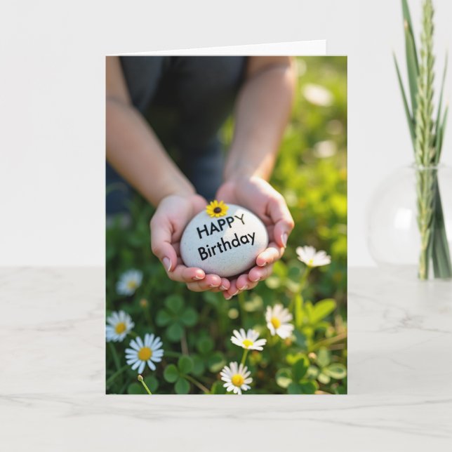 Floral Stone Birthday Card (Front)