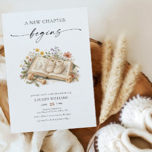 Floral Storybook A New Chapter Begins Baby Shower Invitation