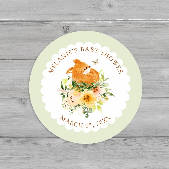 Floral Storybook Fox Baby Shower Envelope Seals (Creator Uploaded)
