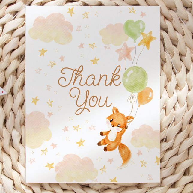 Floral Storybook Fox Baby Shower Thank You Card (Creator Uploaded)