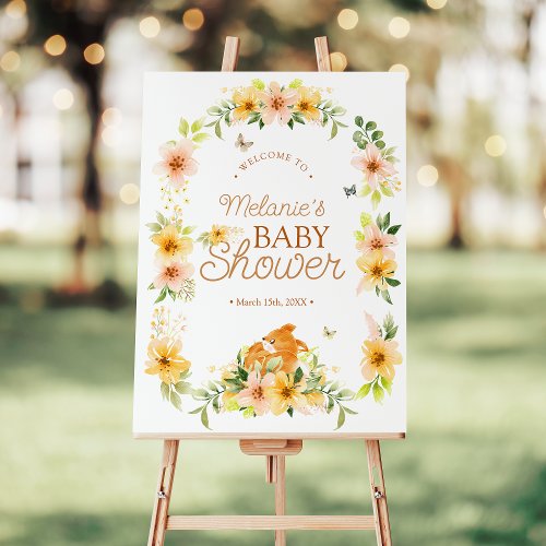 Floral Storybook Fox Baby Shower Welcome Foam Board