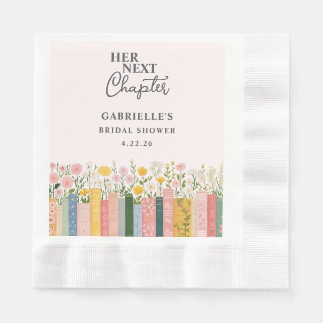 Floral Storybook Her Next Chapter Bridal Shower  Napkins (Front)