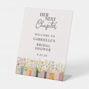 Floral Storybook Her Next Chapter Bridal Shower Pedestal Sign