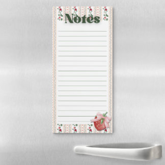 Floral Strawberry Cottagecore Magnetic Notepad