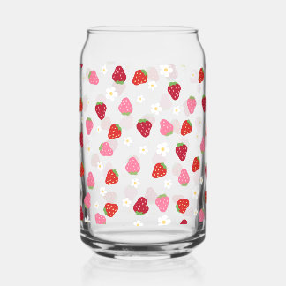 floral strawberry daisy can glass