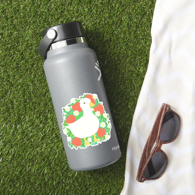 Floral Strawberry Goose Duck Sticker (HydroFlask Insitu)