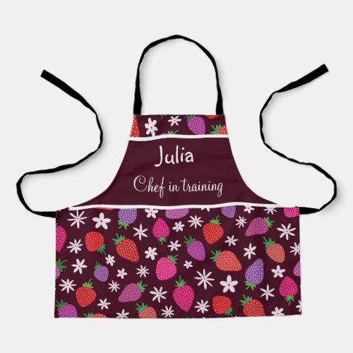 Floral Strawberry  personalized chef in training  Apron