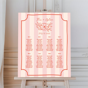 Floral Stripe Blush Wedding Seating Chart Foam Board