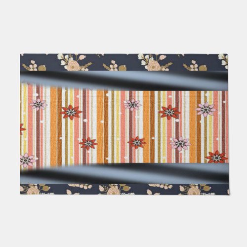 Floral Stripe Door Mat