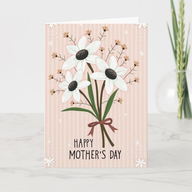 Floral Stripe Mothers Day Card (Front)